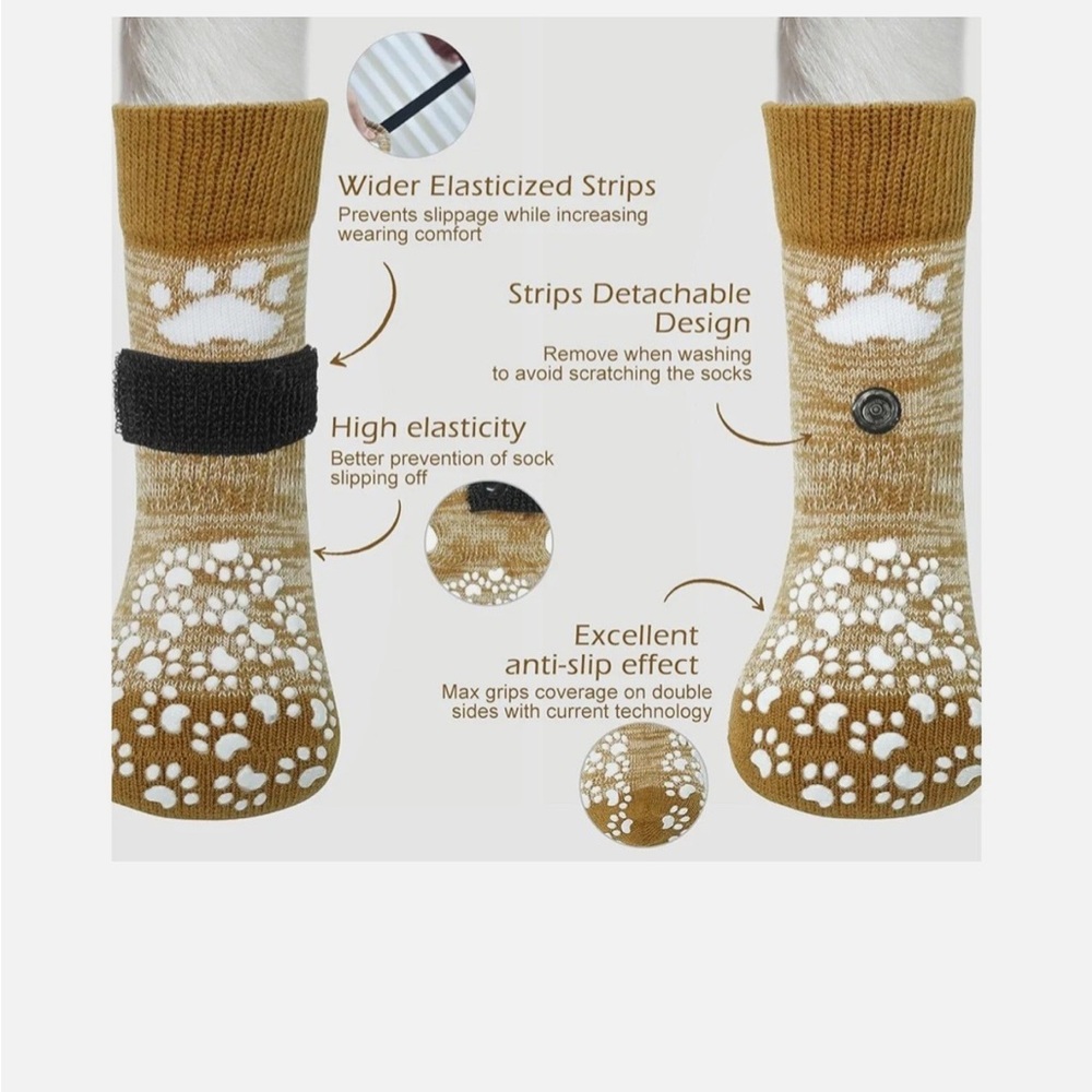 Dog Paw Anti-Slip Dog Socks - Tan